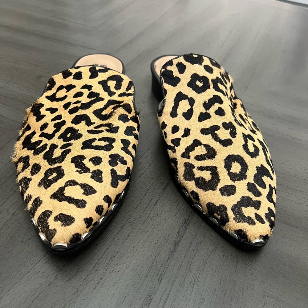 Bleecker & Bond Simone Leather Mule Flats Tan & Black Size 9